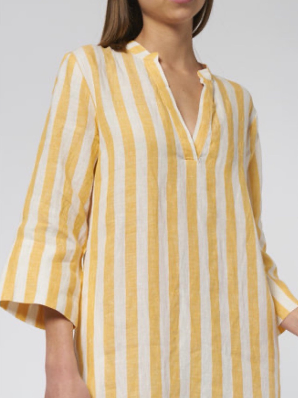 🆕Trovata Lucca 100% Linen Shirtdress in Yellow Stripe - Picture 3 of 12